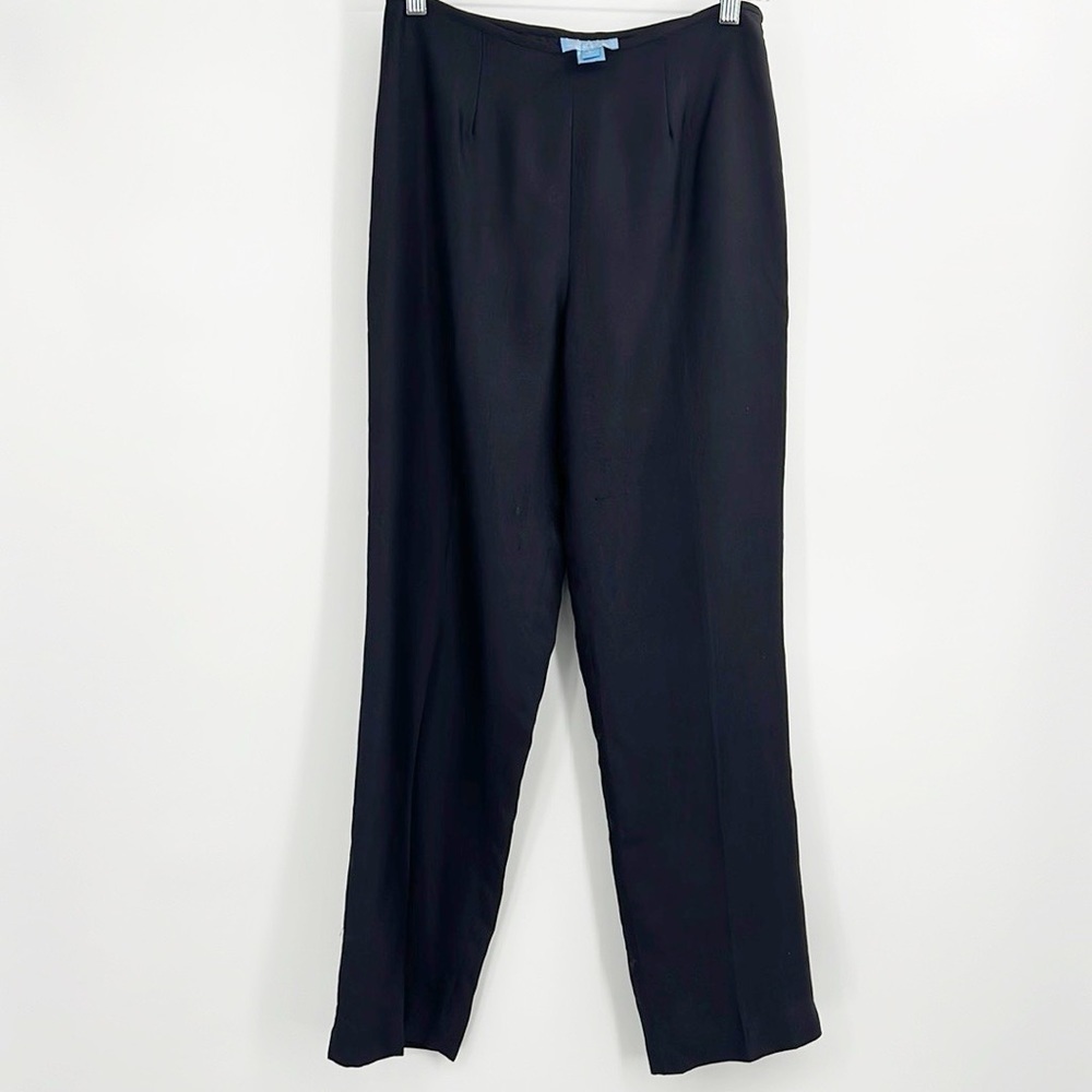 J. McLaughlin Women’s 100% Silk Pants Black Straight Leg Trouser size 8 - Picture 3 of 10
